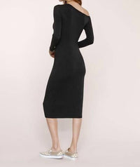 heartloom Asymmetrical Rib Jersey Midi Dress in black - women's dress - view 4