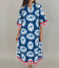 IslaPayal Como Midi Dress in cheval navy - women's dress