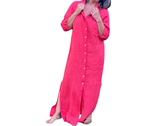Made In Italy - Breezy Linen Shirt Dress