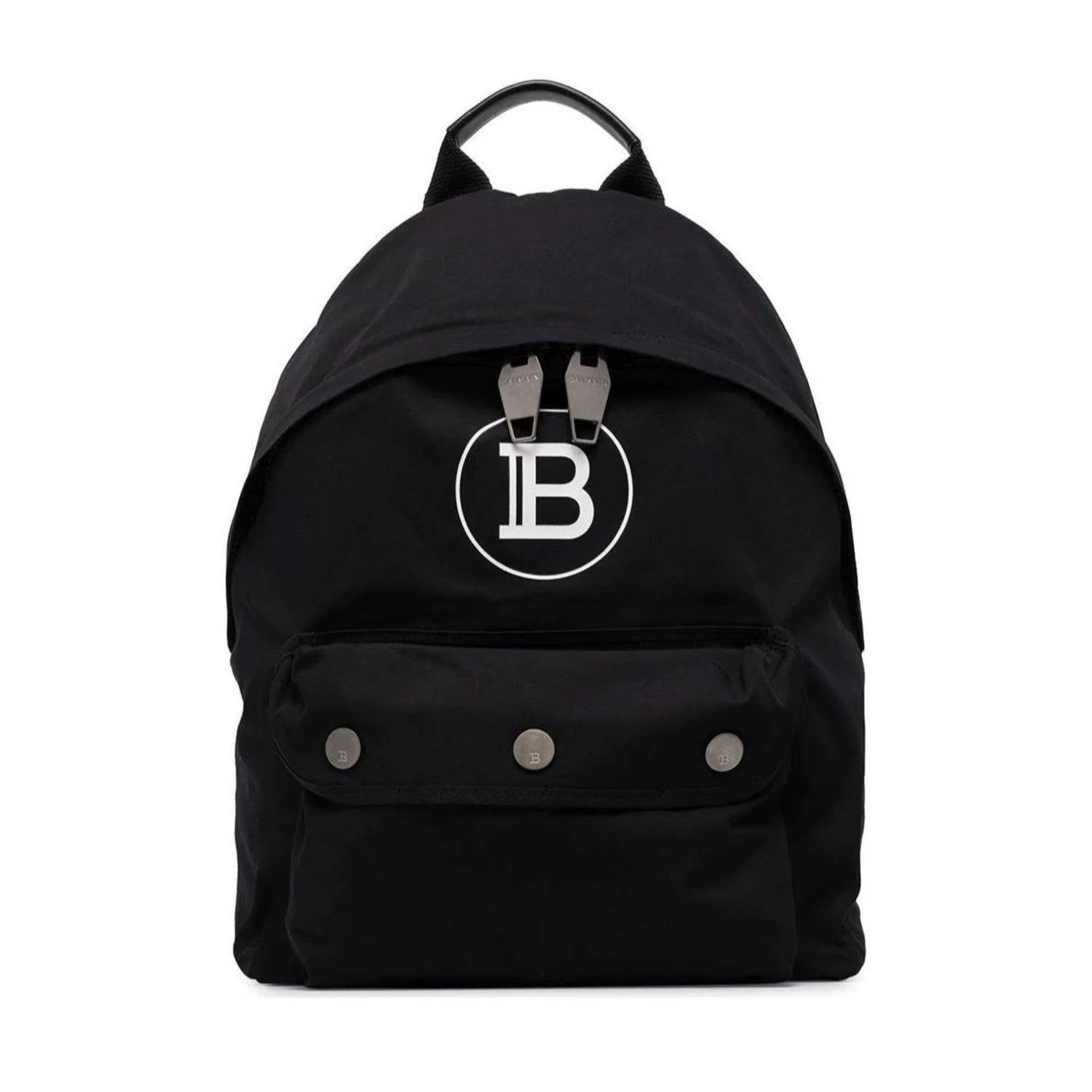 Balmain - Women's B-back Nylon White Logo Backpack