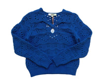 SEA Crochet Knit Sweater in blue - women's sweater - detail view