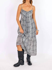 SAGE THE LABEL Urban Jungle Maxi Dress in black multi - women's dress