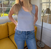 Lucy Paris - Kaley Blue Knit Ruffle Tank Top