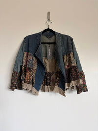 Young Threads - Women's Patchwork Ruffle Bottom Jean Jacket