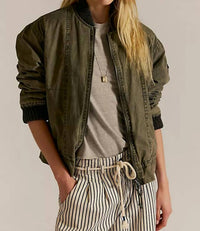 Free People We The Free Jax Washed Bomber Jacket in olive - women's jacket