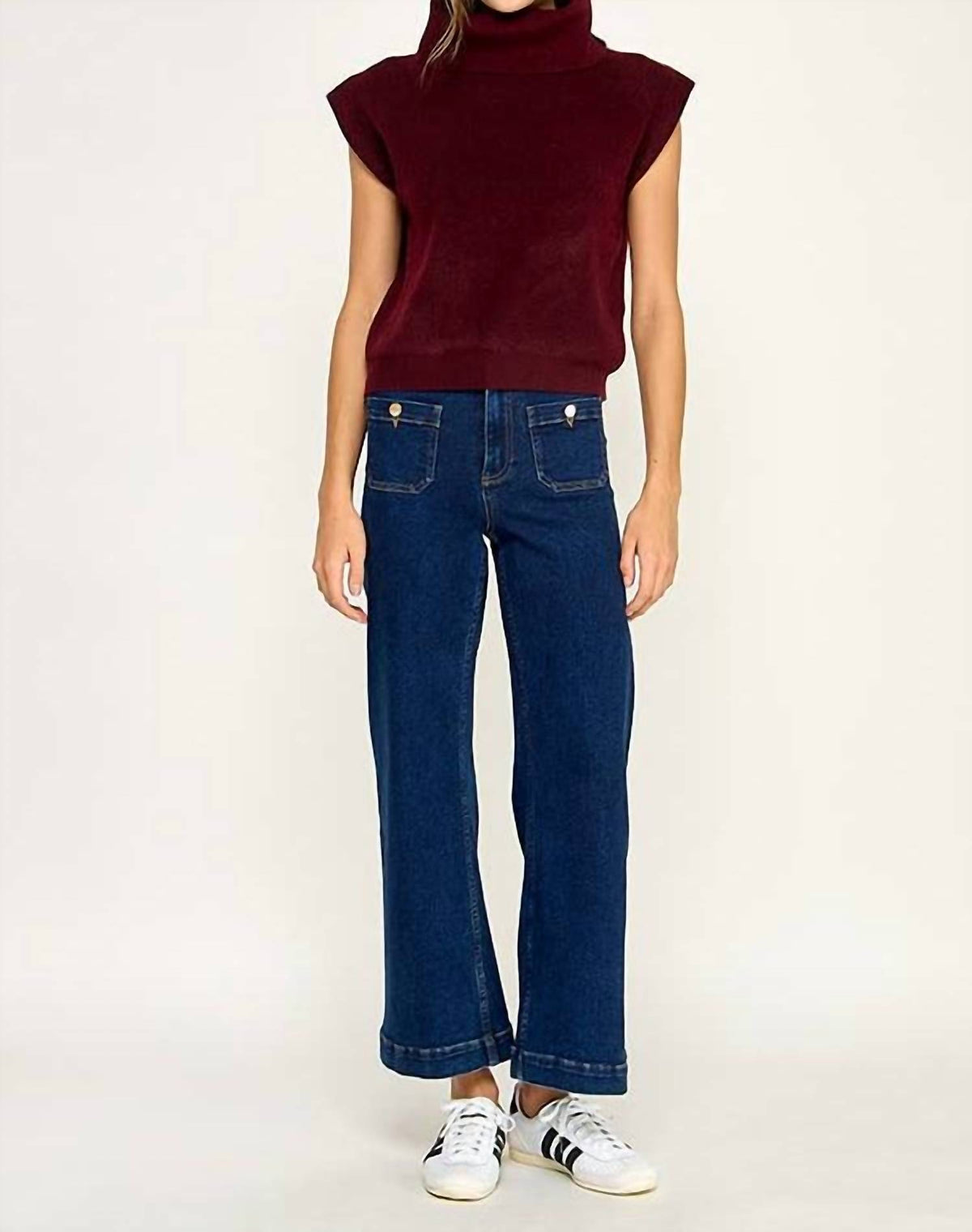 Miss Love - Women's Ribbed Sleeveless Turtleneck Sweater