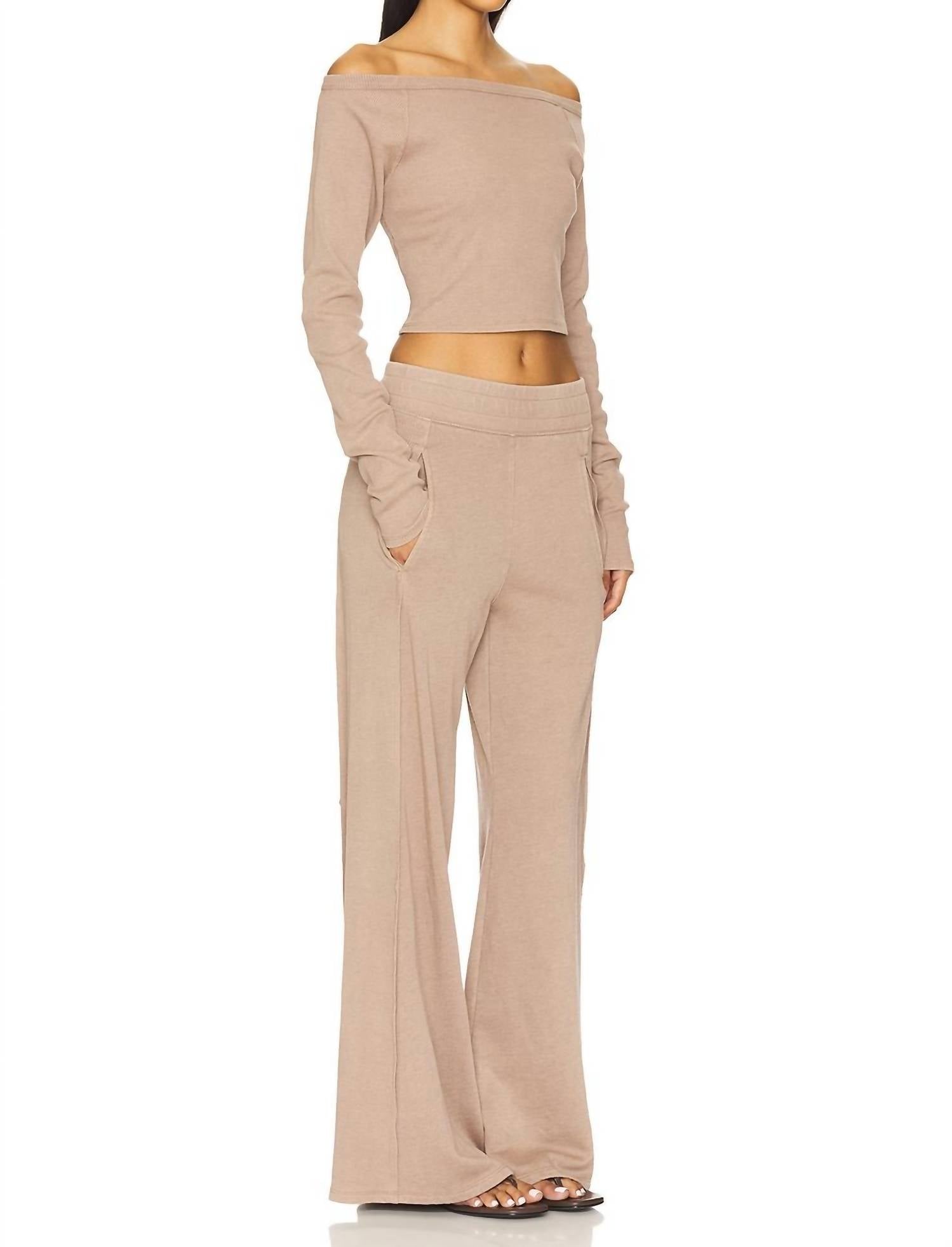 Free People Movement Go To Long Sleeve Set in fossil - women's sleepwear - detail view