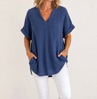 Apricot - Cotton Gauze Pocket Tunic Top