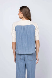 Lilla P - Denim Elbow Sleeve Sweater