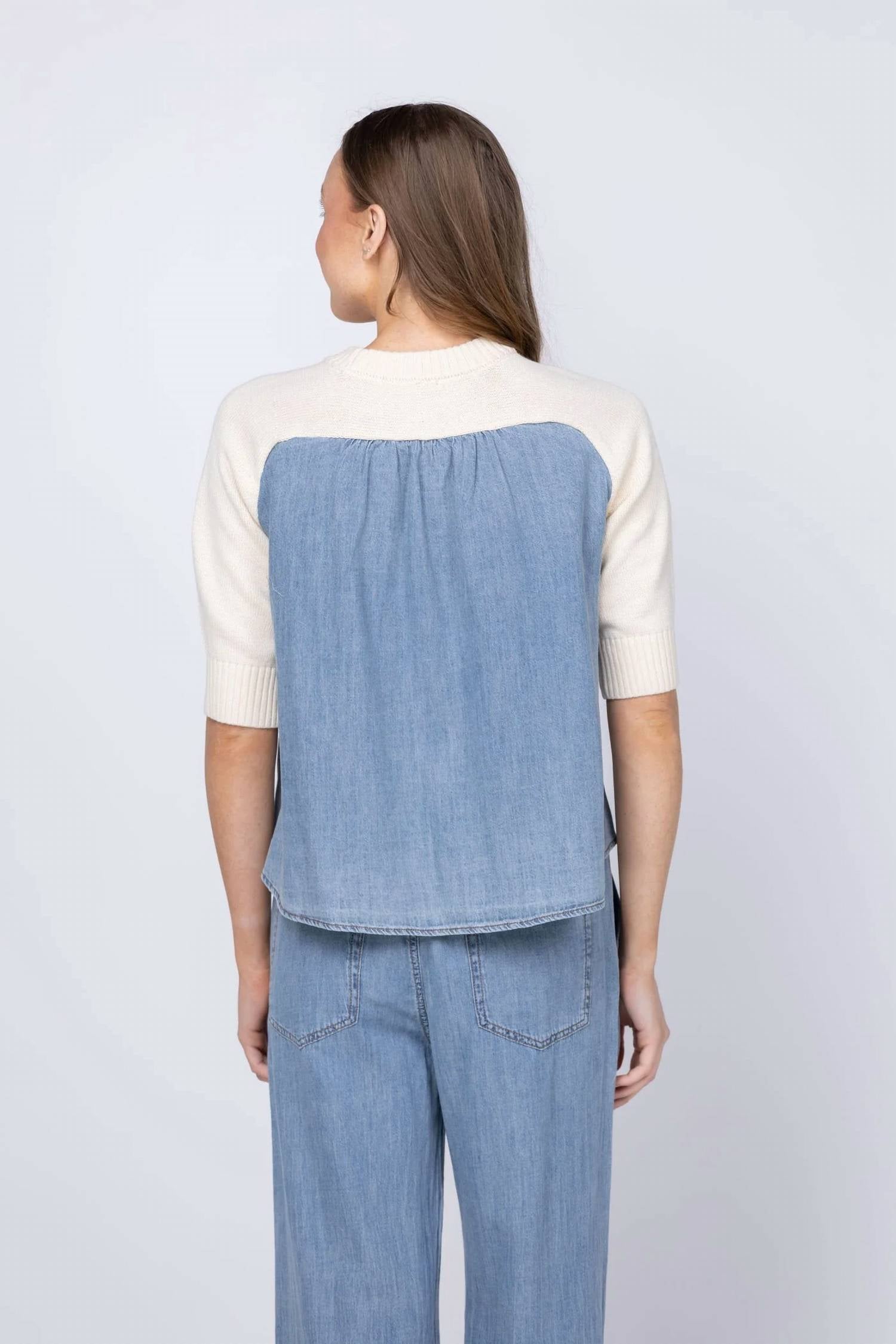 Lilla P - Denim Elbow Sleeve Sweater
