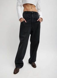 Tibi - Vintage Denim Double Waisted Slouchy Carpenter Jean