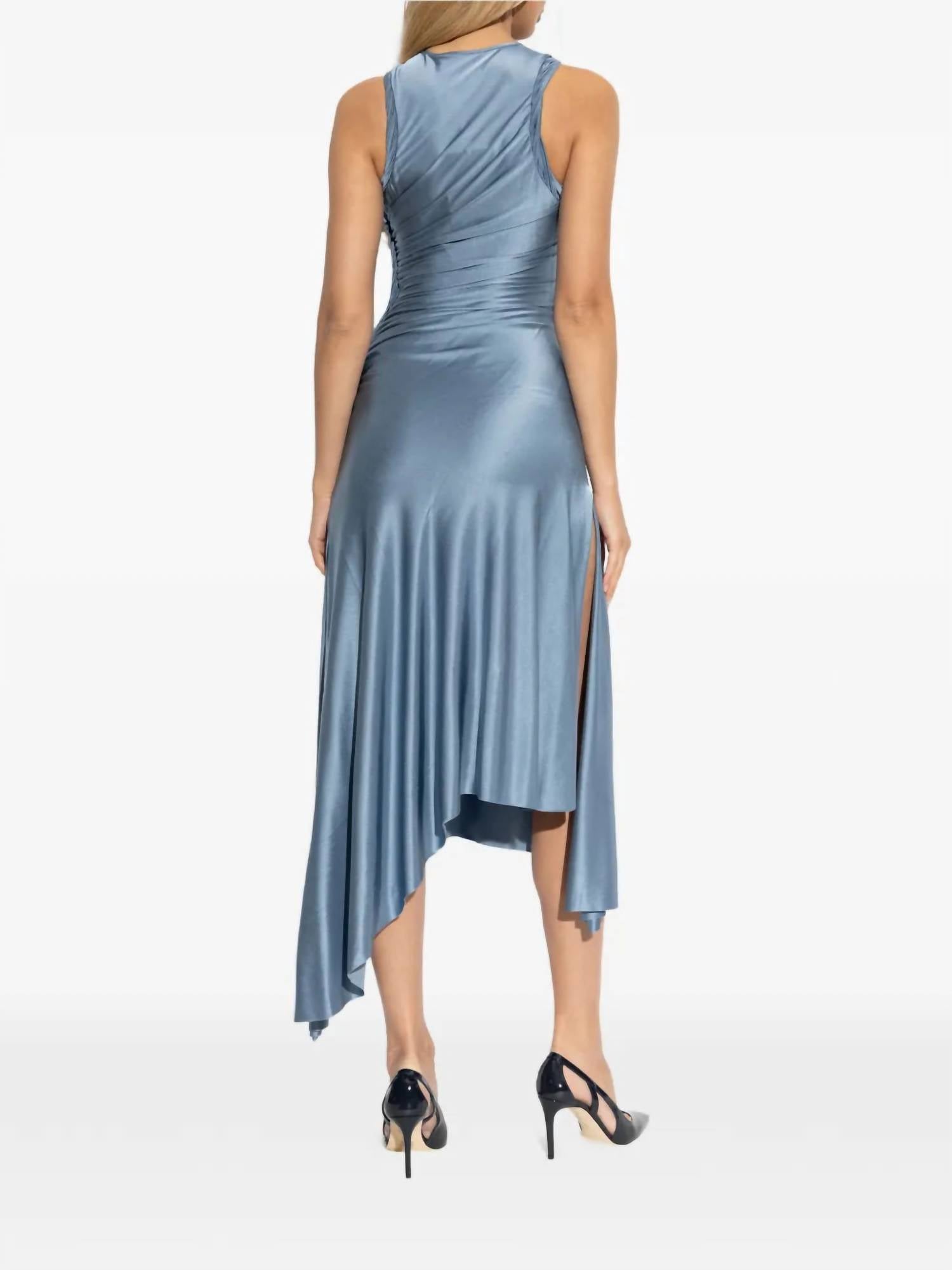 VICTORIA BECKHAM Twist Midi Dress in stone - women's dress - view 4