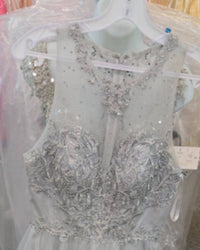 Karishma Creations - Women's Beaded Floral Bodice Tiered Ruffle Mini Dress