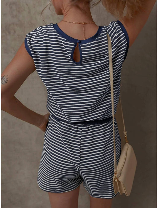 Rosa Clothing - Striped Sleeveless Top And Short Set