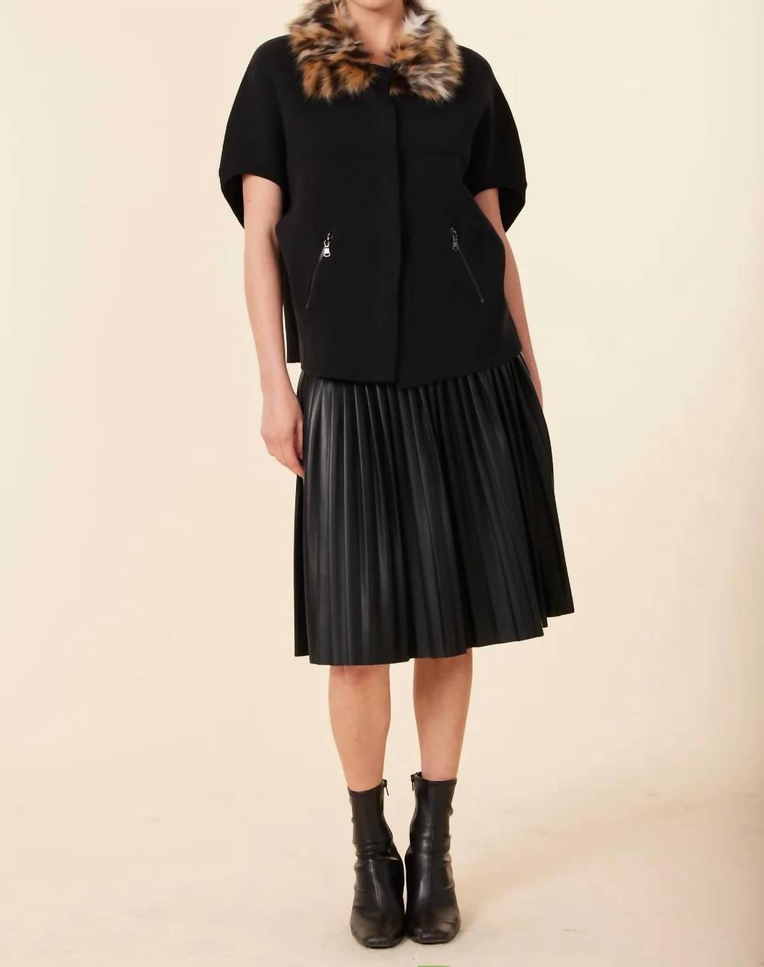 Dolce Cabo - Faux Leather Pleated Midi Skirt
