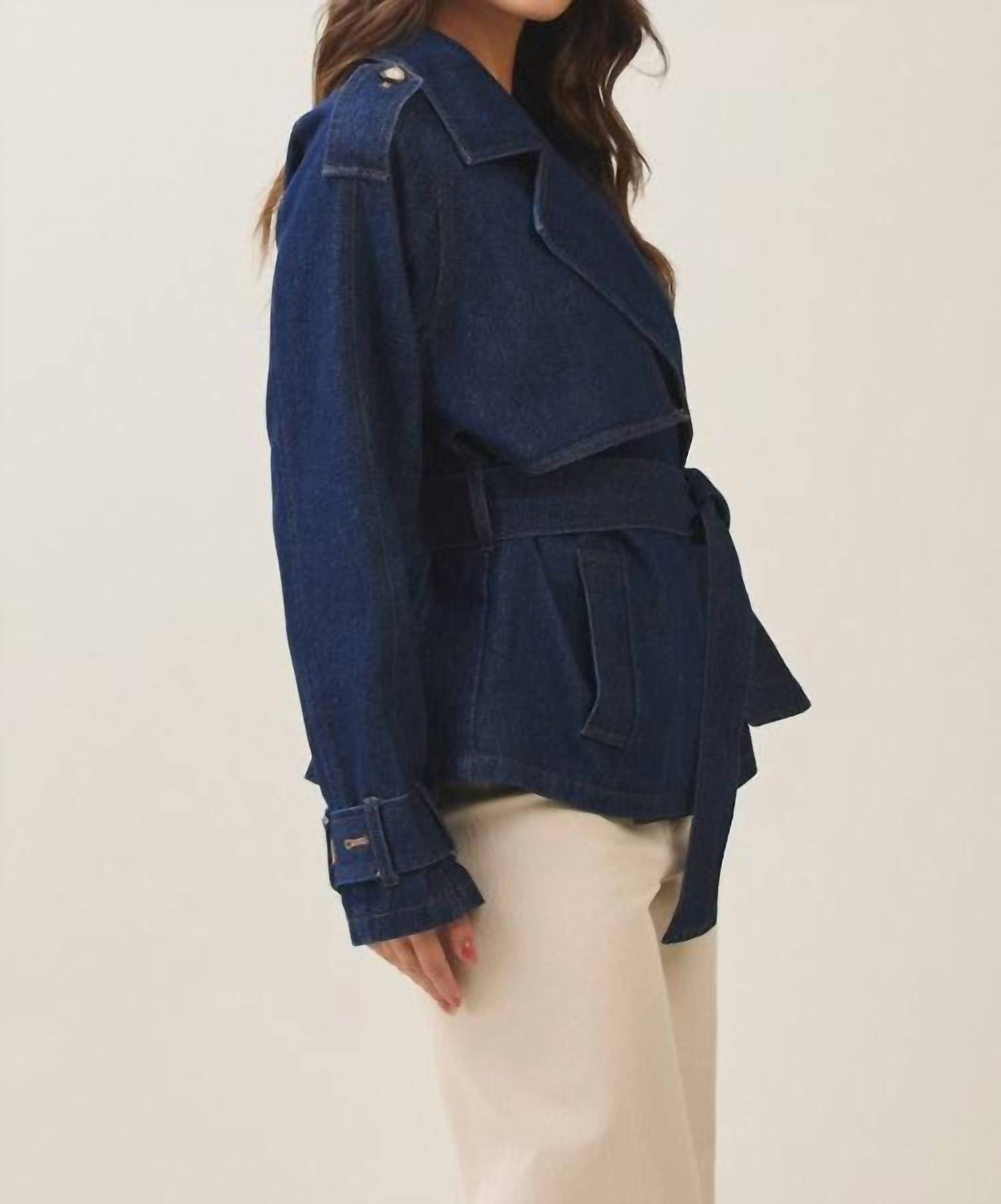 ABLE Jane Trench Coat in blue - women's jacket - alternate view