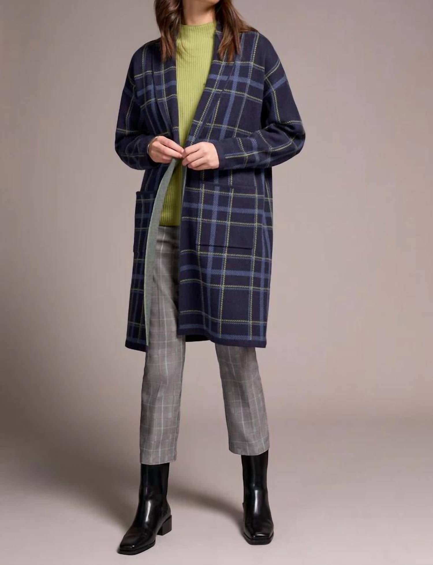 Tribal - Double Knit Plaid Coatigan