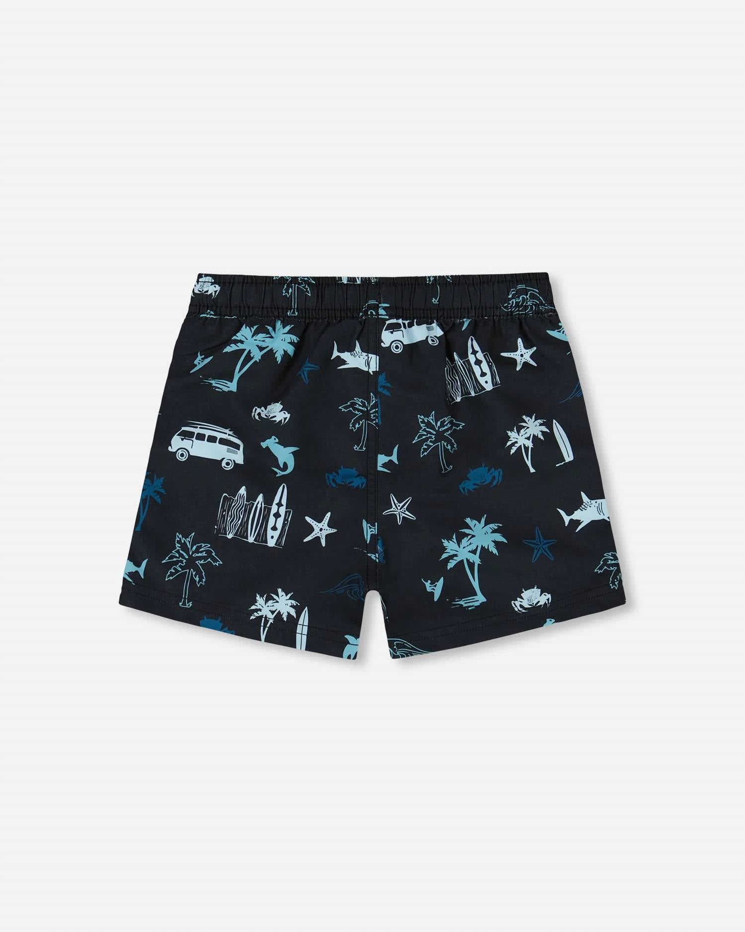 Deux Par Deux - Boy's Printed Beach Swim Trunks