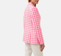 Tinta & Bariloche Houndstooth Single Breasted Blazer in fuschia - women's jacket - detail view