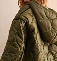 MIOU MUSE Quilted Puffer Jacket in olive - women's jacket - view 5