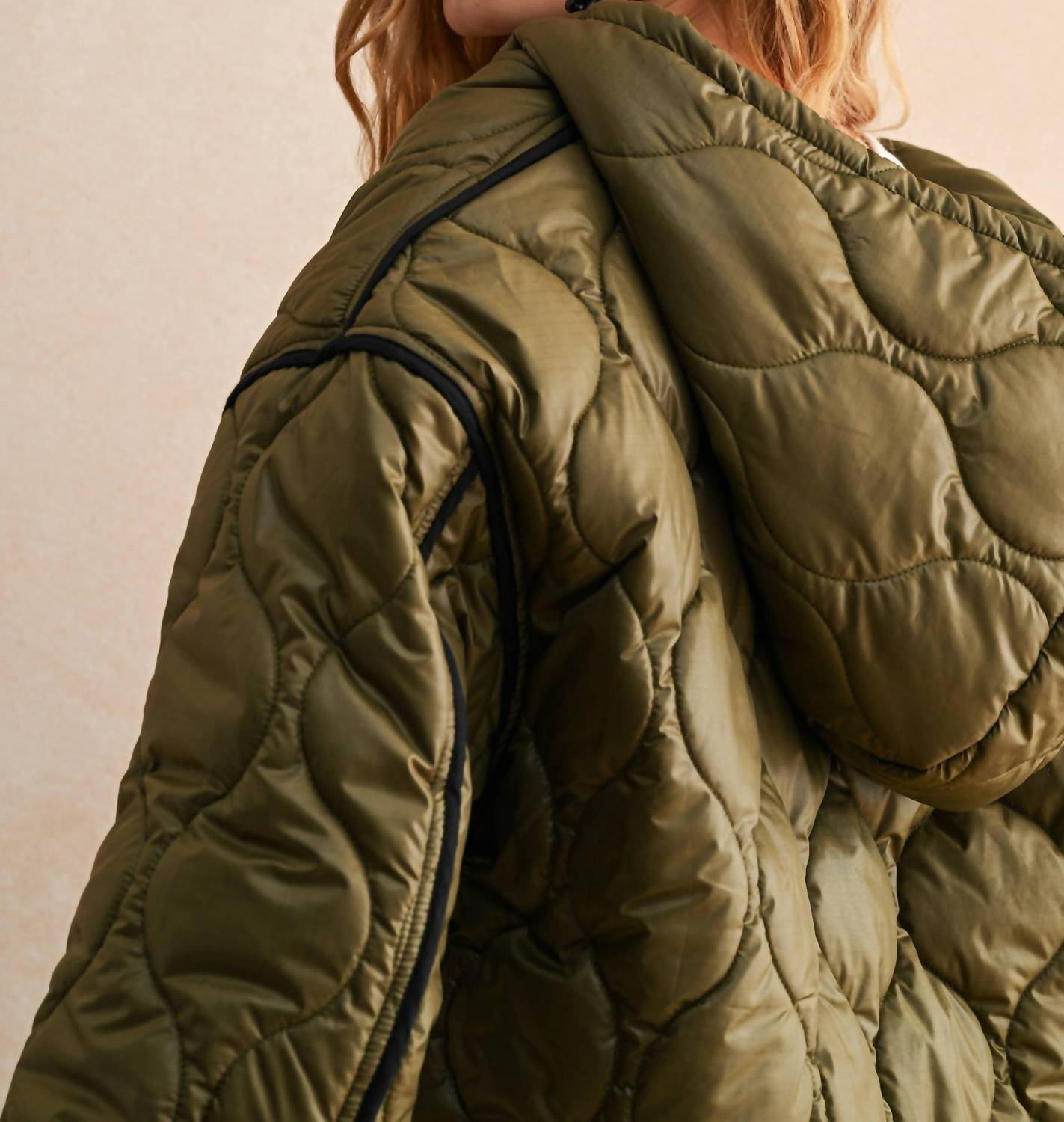 MIOU MUSE Quilted Puffer Jacket in olive - women's jacket - view 5
