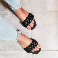 Qupid - Women's Braided Slip On Sandals