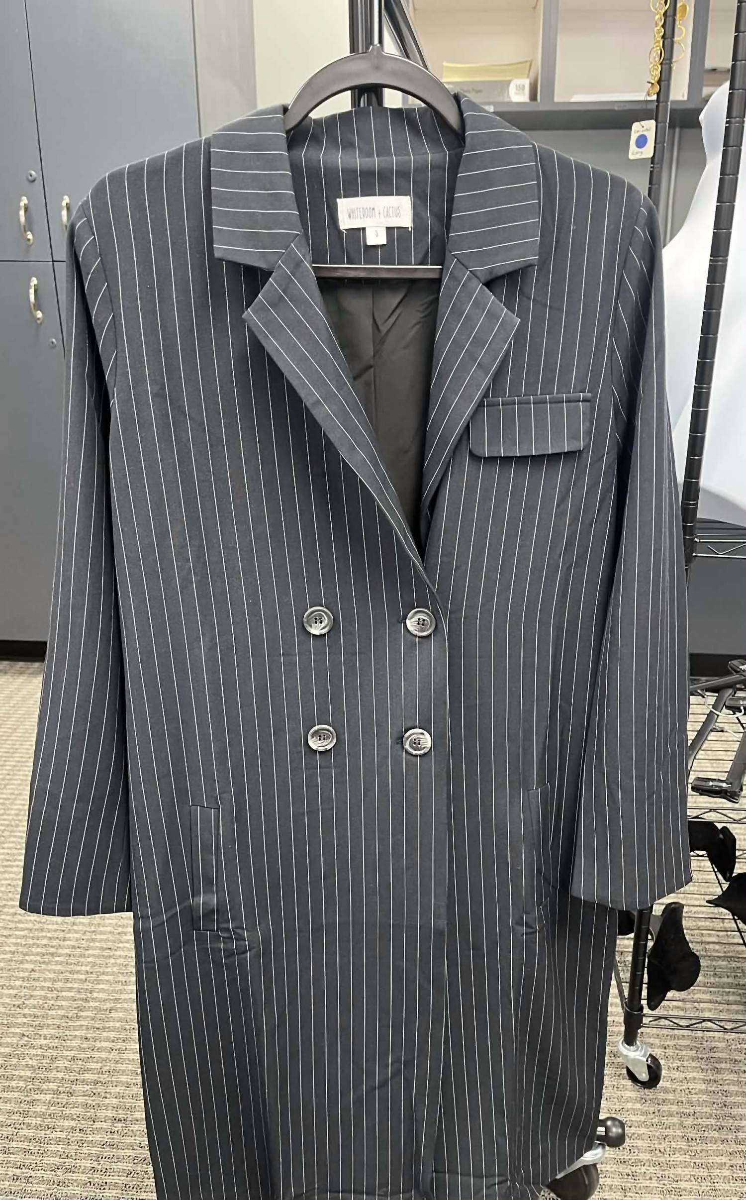 Whiteroom+Cactus - Women’s Pinstripe Double-breasted Long Blazer