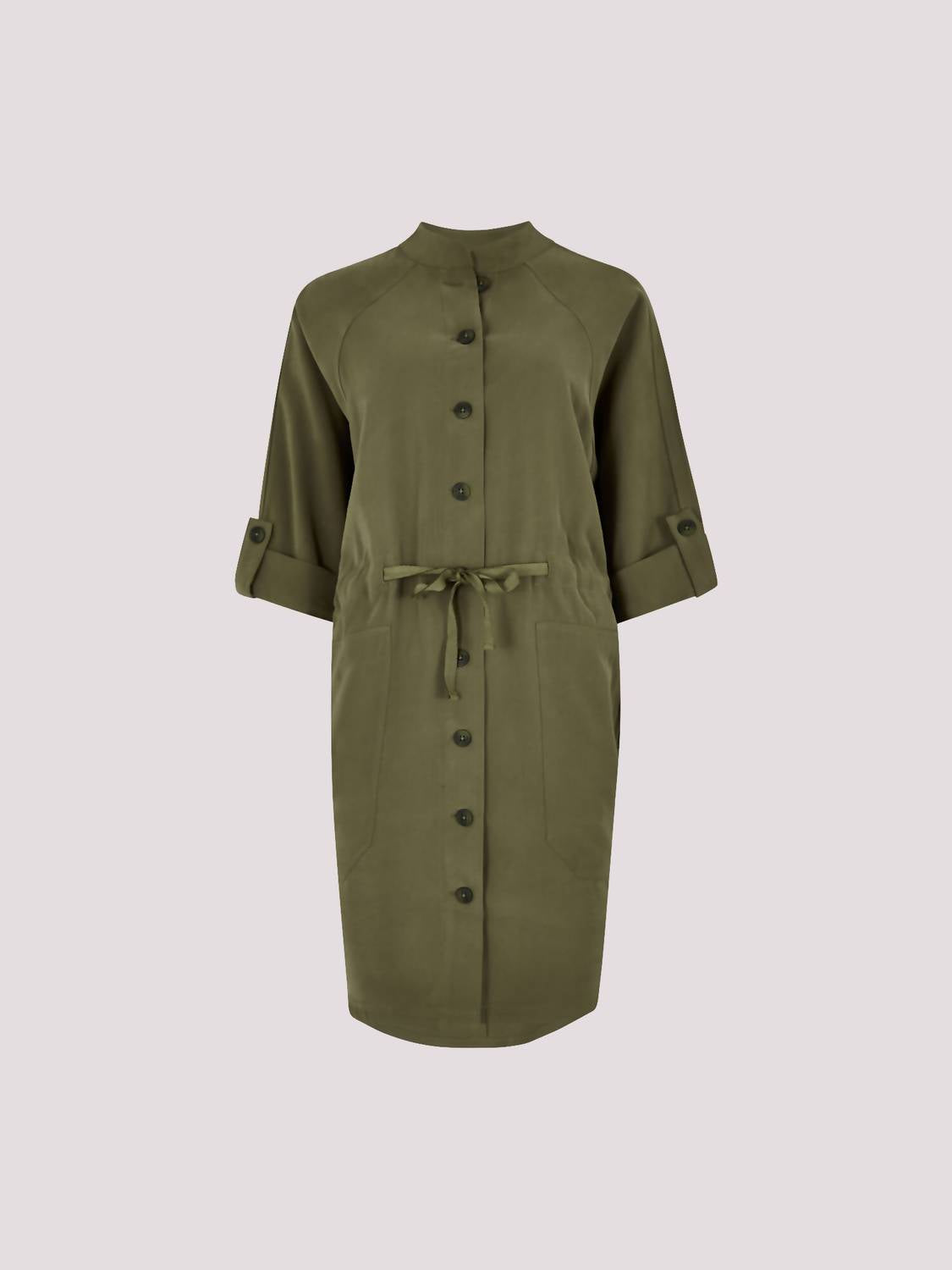 Apricot - Drawstring Shirt Batwing Dress