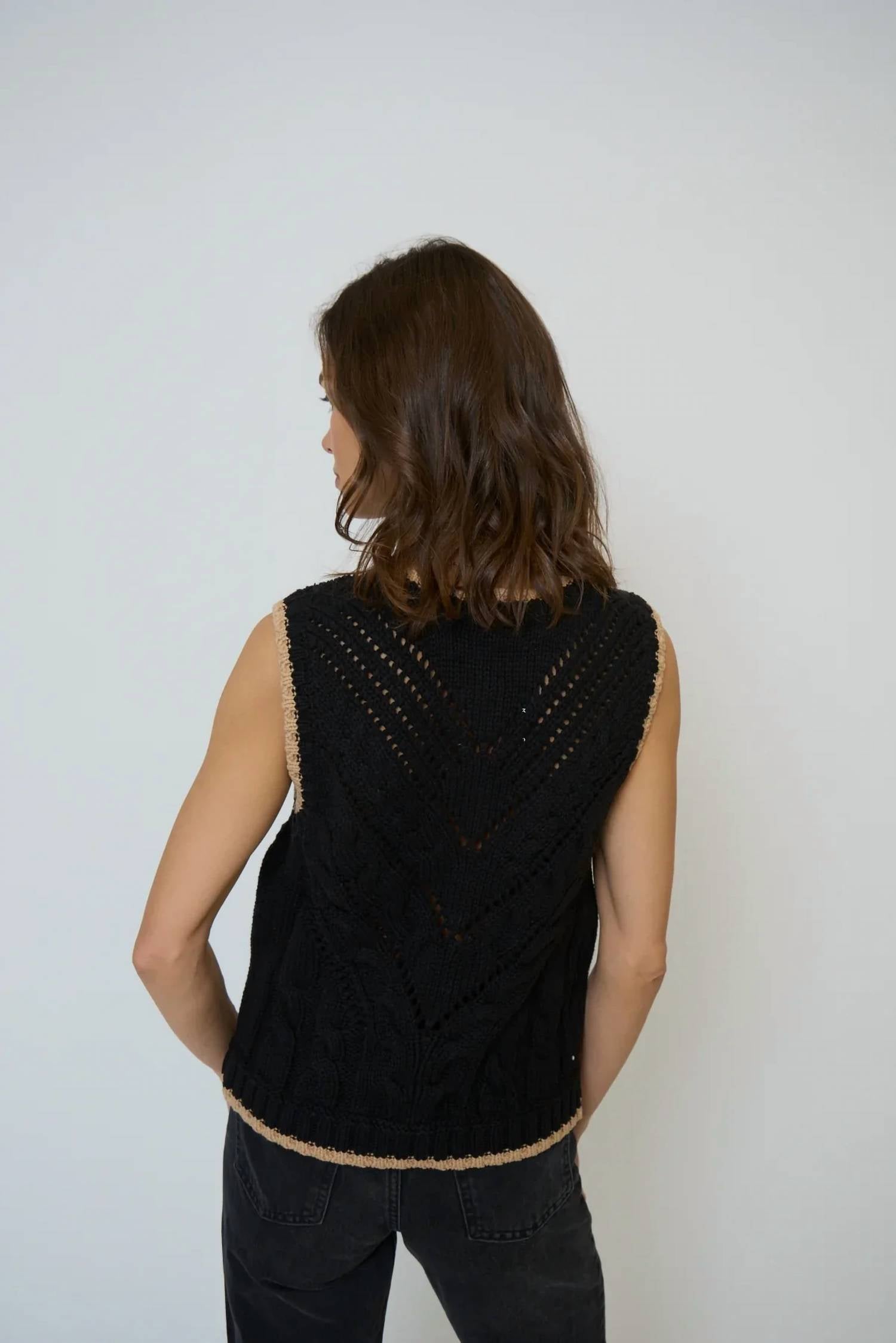 Central Park West - Brooke Pointelle Cable Vest