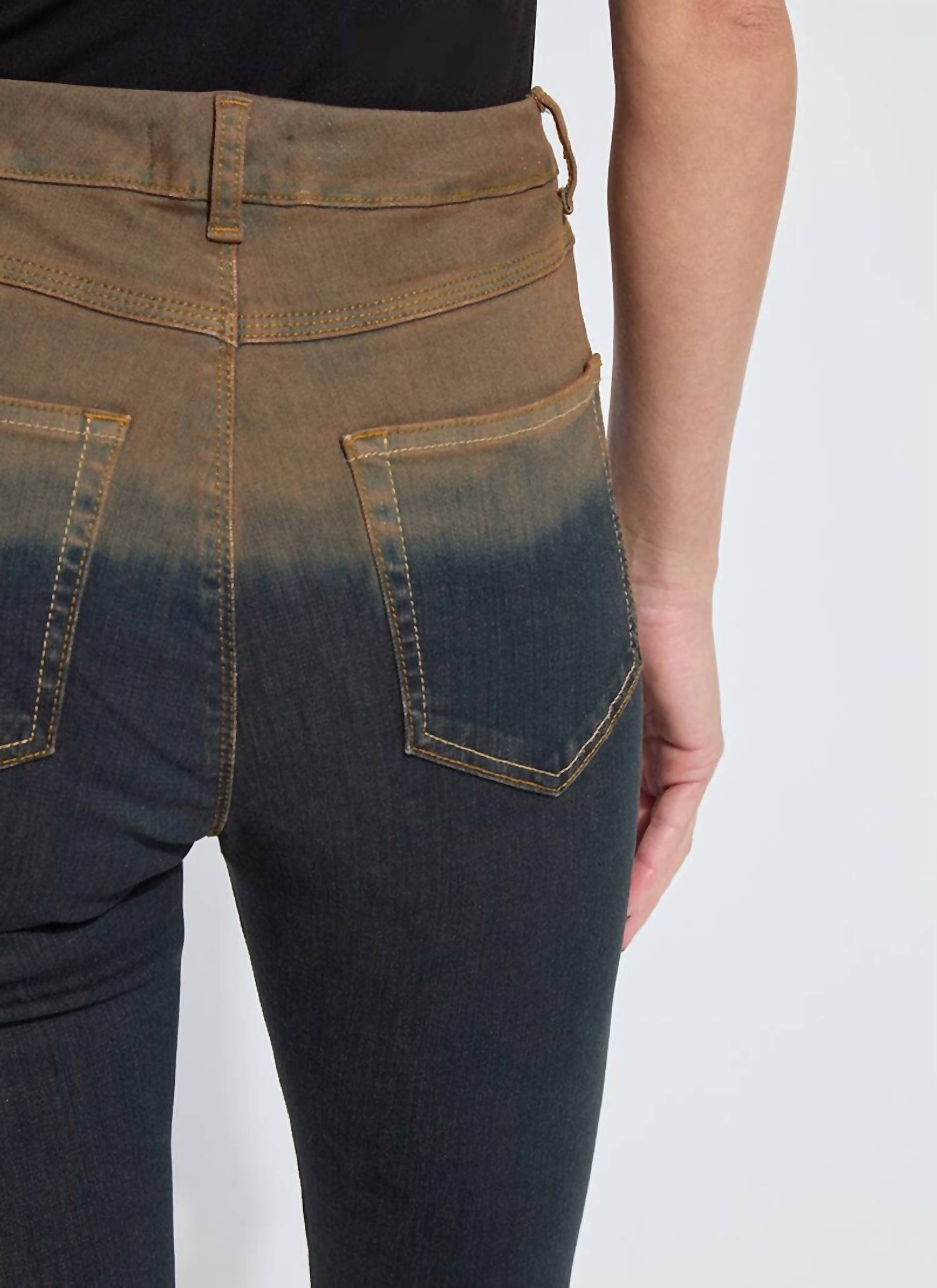 Lysse Ceri Slim Flare Premium Denim Jeans in dip dye black - women's jeans - view 4