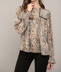 Fate - Esme Animal-print Lace Peasant Blouse