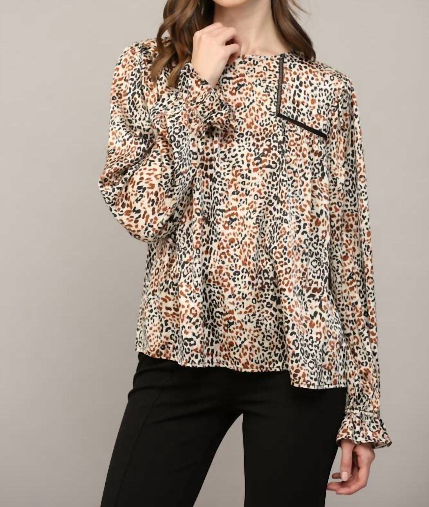 Fate - Esme Animal-print Lace Peasant Blouse