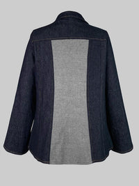 Stylewe - Long Denim Patchwork Blazer Jacket