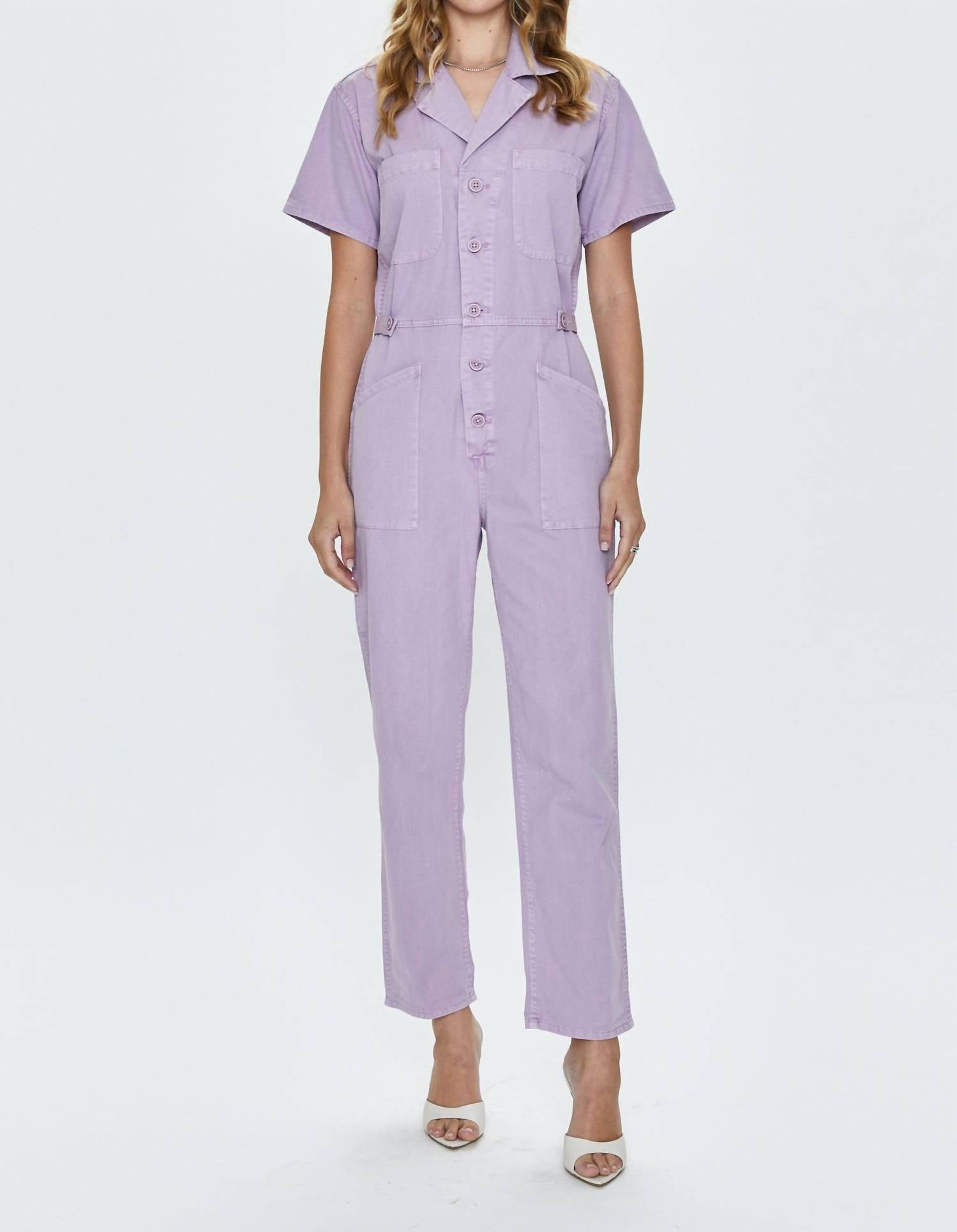 PISTOLA Grover Cotton Worker One Piece Jumpsuit in iris - women's pants