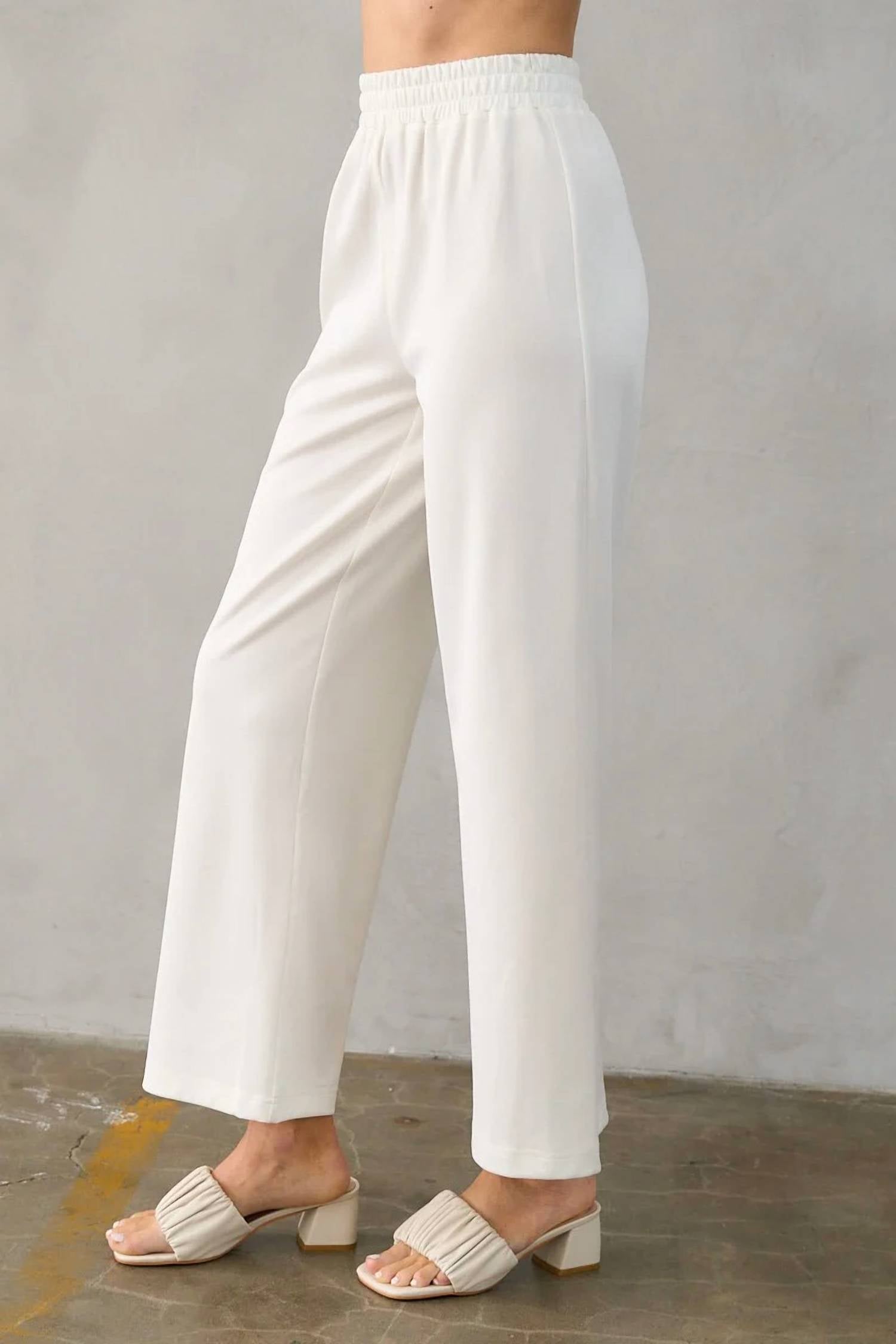 The Greii - Women's Soft Novelty Knit Wide-leg Pants