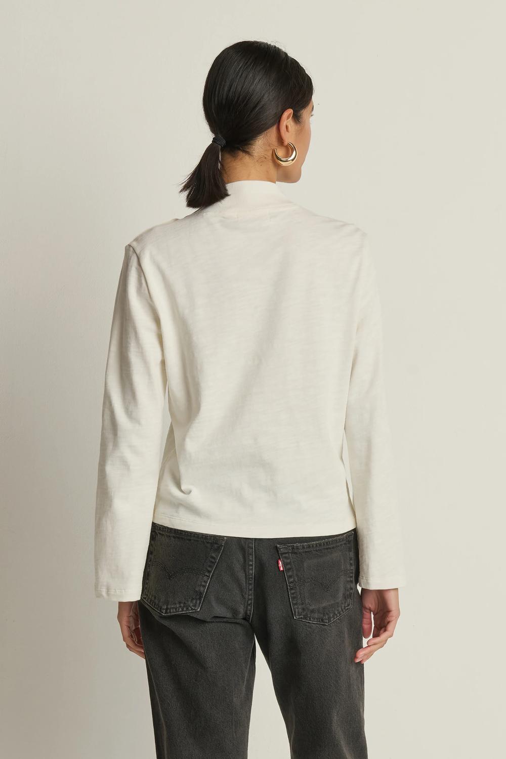 Nation LTD Neda Long Sleeve Top in porcelain 1 - women's long sleeve top - detail view
