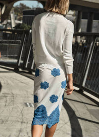 Cissa - Venetian Embroidery Summer Pencil Midi Skirt