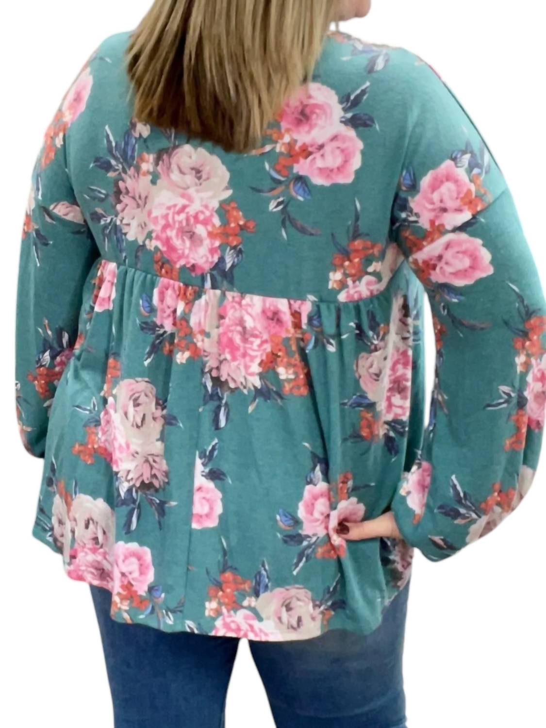 Honeyme - Floral Babydoll Tunic Top