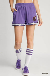 Umgee - French Terry Game Day Shorts with Sequin Detail