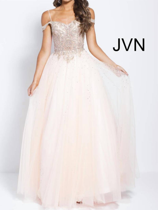 Jovani - Embellished Off The Shoulder Prom Ballgown