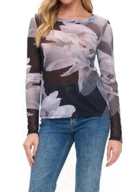 Ariella - Floral Mesh Long Sleeve Top