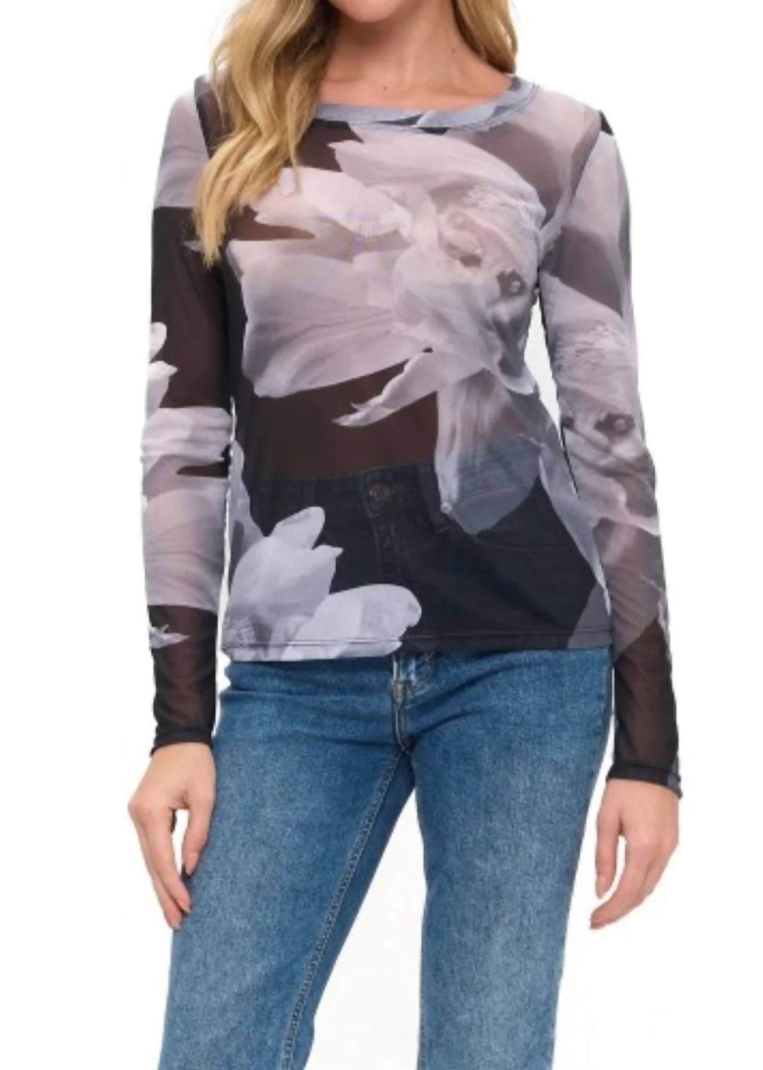 Ariella - Floral Mesh Long Sleeve Top