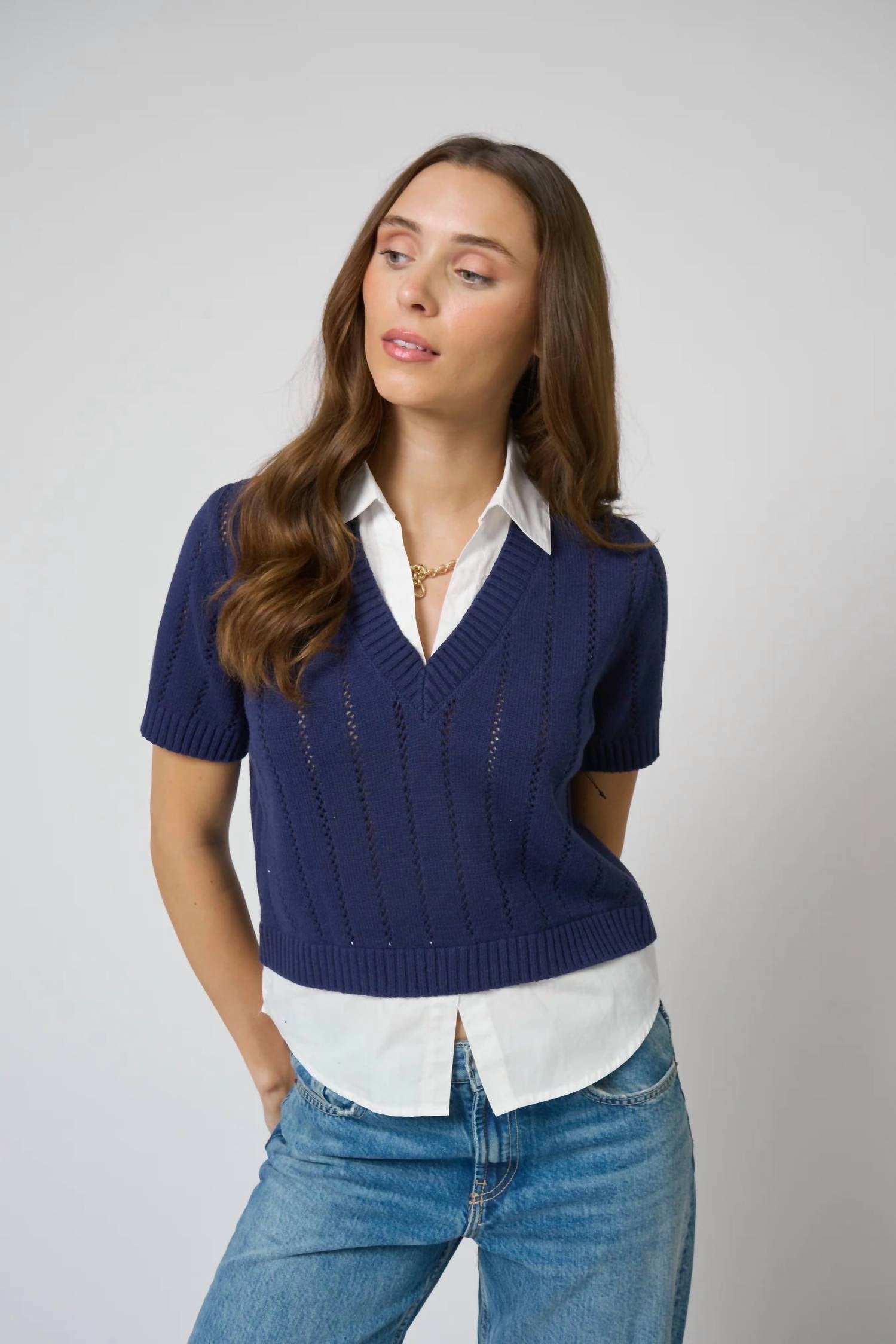 Central Park West - Kendall Poplin Twofer Top