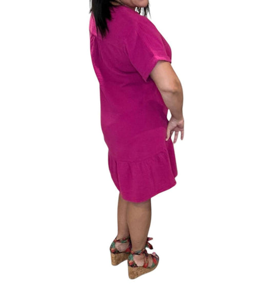 Bobi - Split Neck Ruffle Hem Dress