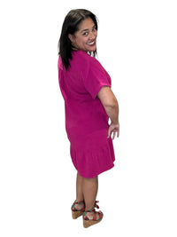 Bobi - Split Neck Ruffle Hem Dress