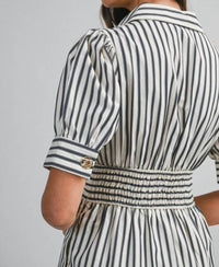 MABLE Bianca Dress in blue stripe - women's dress - view 7