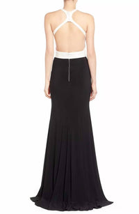Mac Duggal - Beaded High Neck Gown with Cutouts