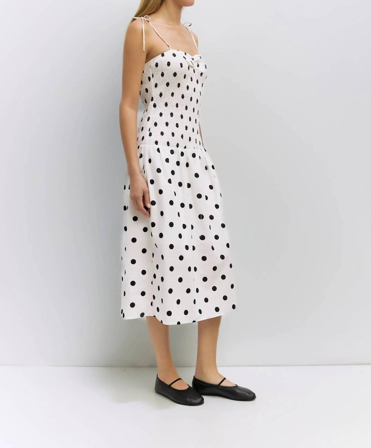 All : Row - The Natalie Smocked Polka Dot Midi Dress