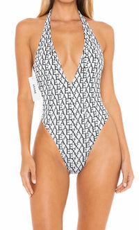 Aexae - Monogram Tie-neck One-piece Swimsuit