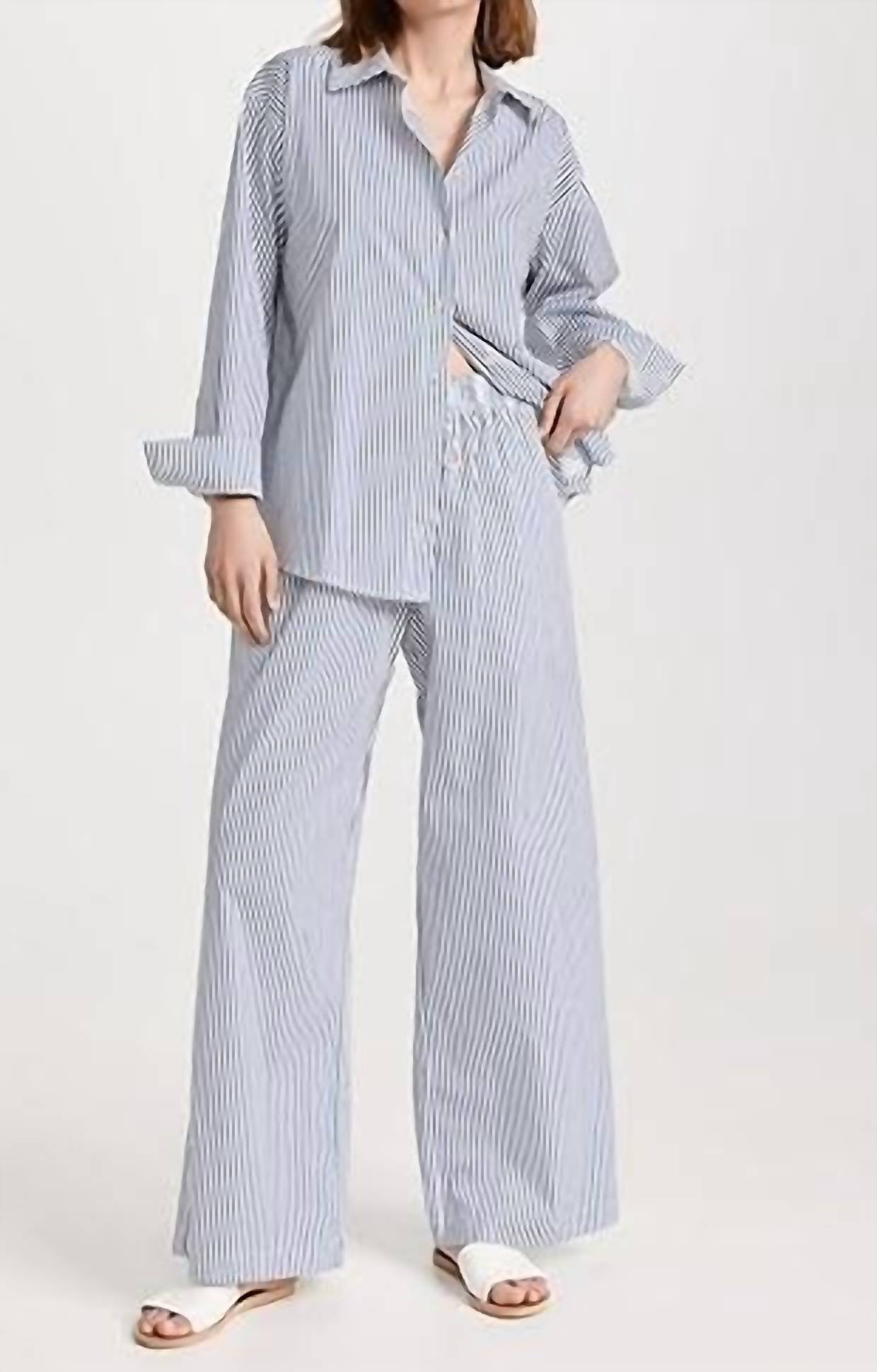 Donni. - Women's The Pop Stripe Button Down Shirt
